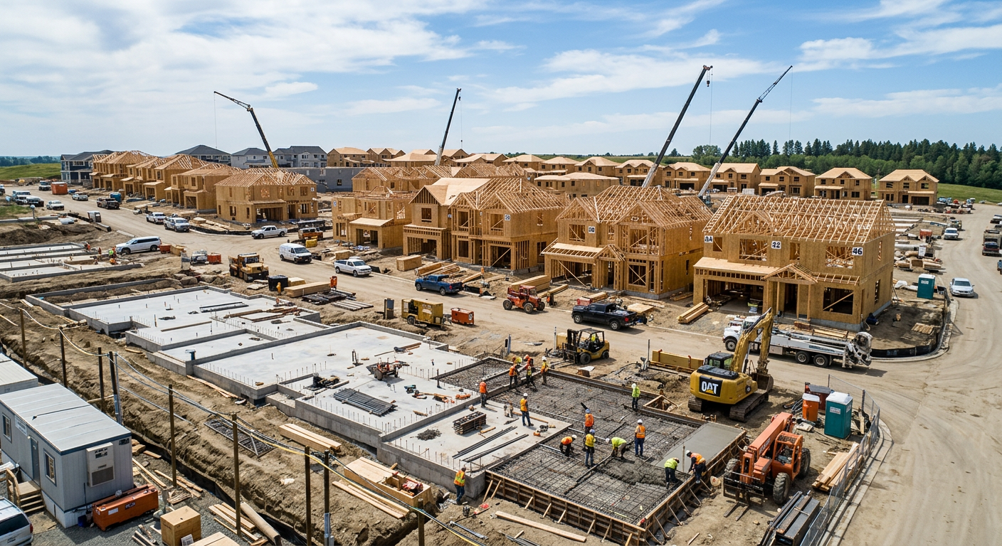 Chantier de construction d'une maison contemporaine