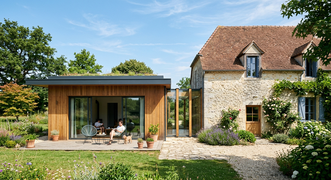 Extension de maison avec verrière moderne